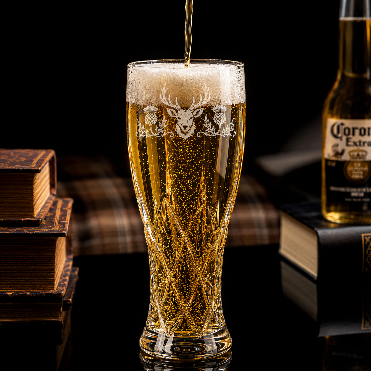 Personalised Engraved Faceted Beer Glass