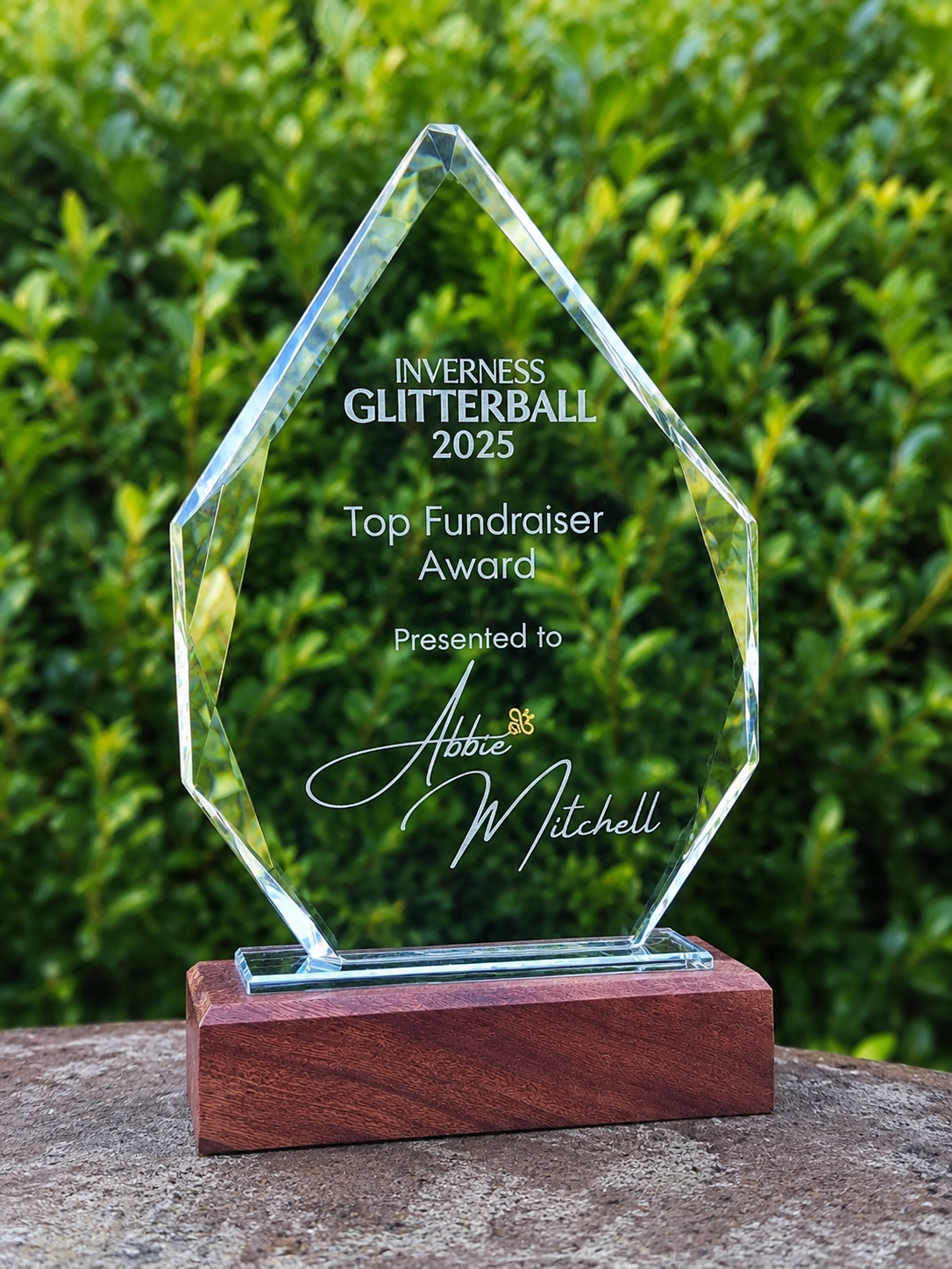 Personalised Rectangle Crystal & Walnut Award
