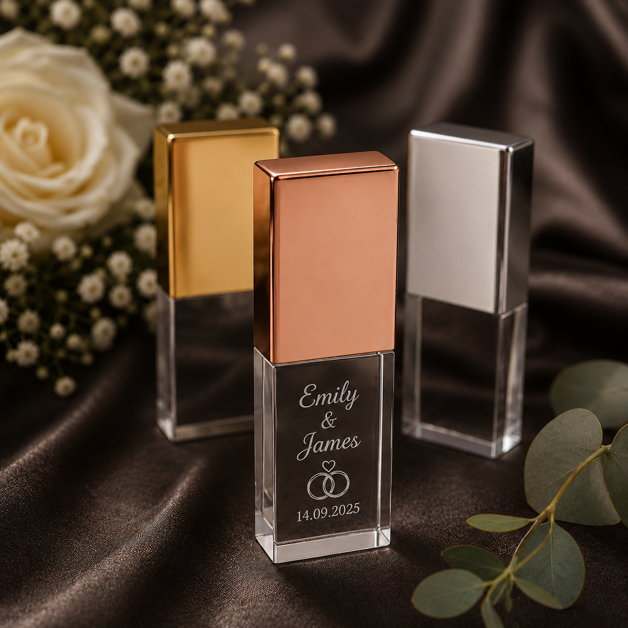 Personalised Crystal Wedding USB Memory Stick – 32GB