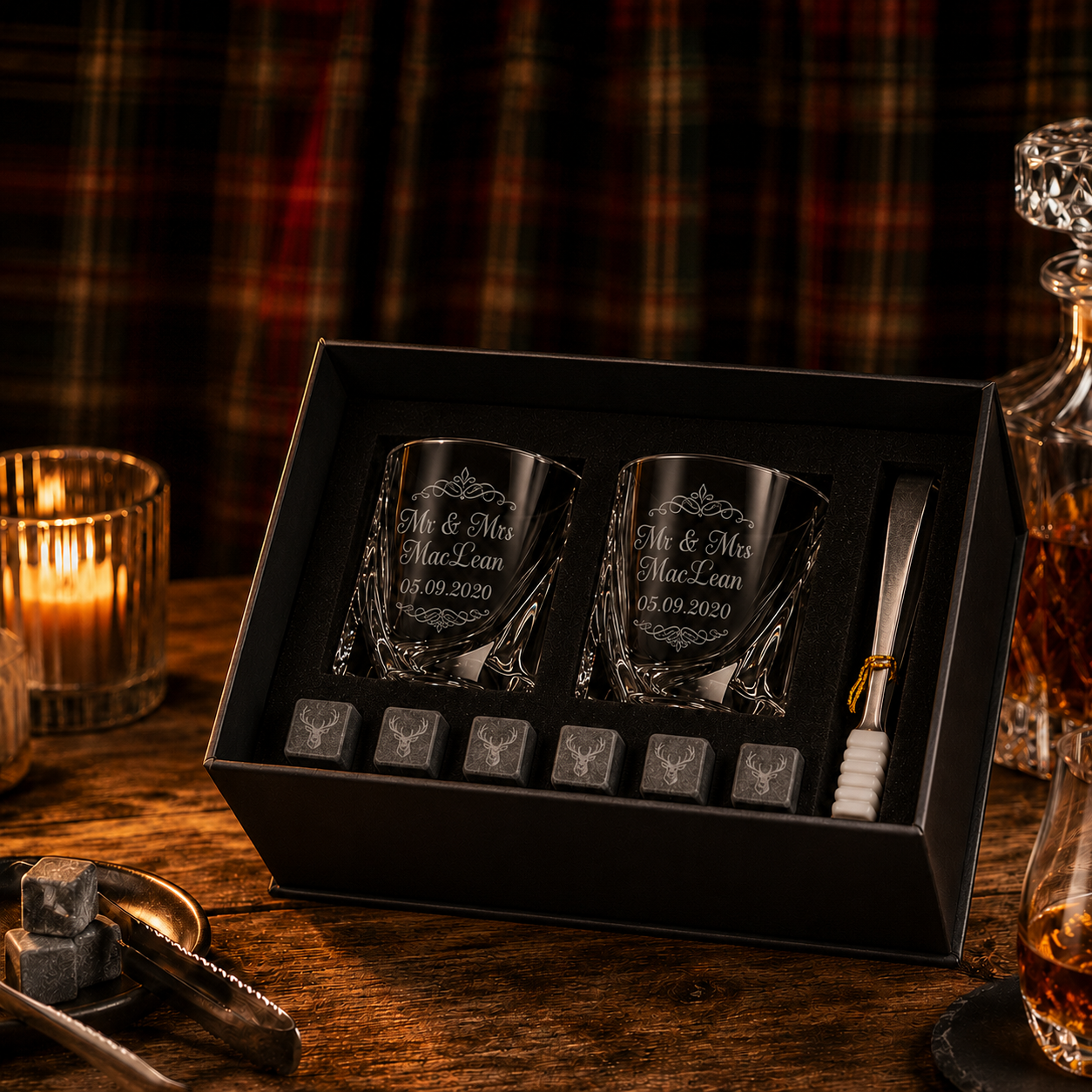 Personalised Couple’s Whisky Glass Set in Presentation Box